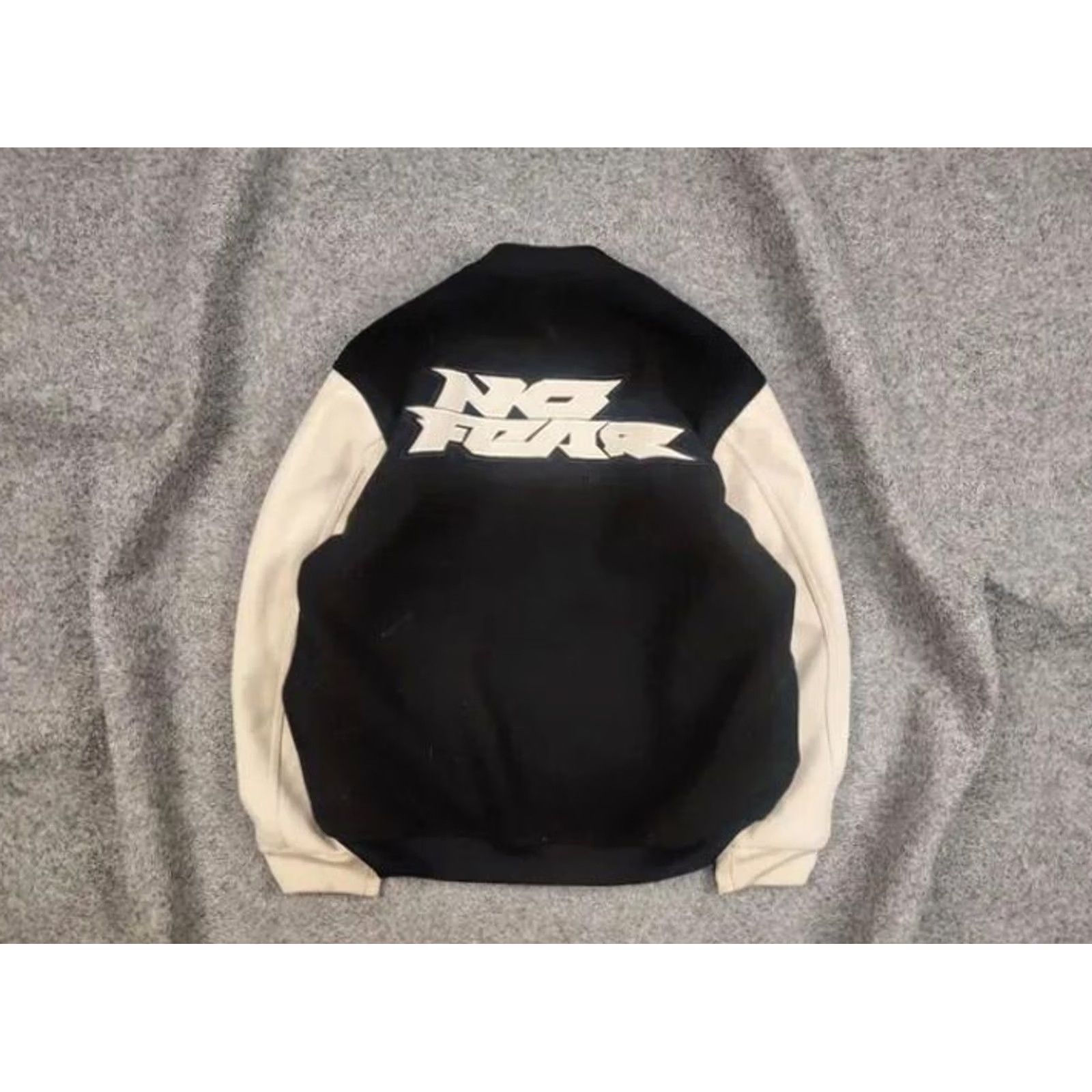 No Fear No Fear Black Varsity Bomber Jacket Women's S Wool Lining Wool Pattern Solid 90s Style Size S / US 4 / IT 40 - 2 Thumbnail