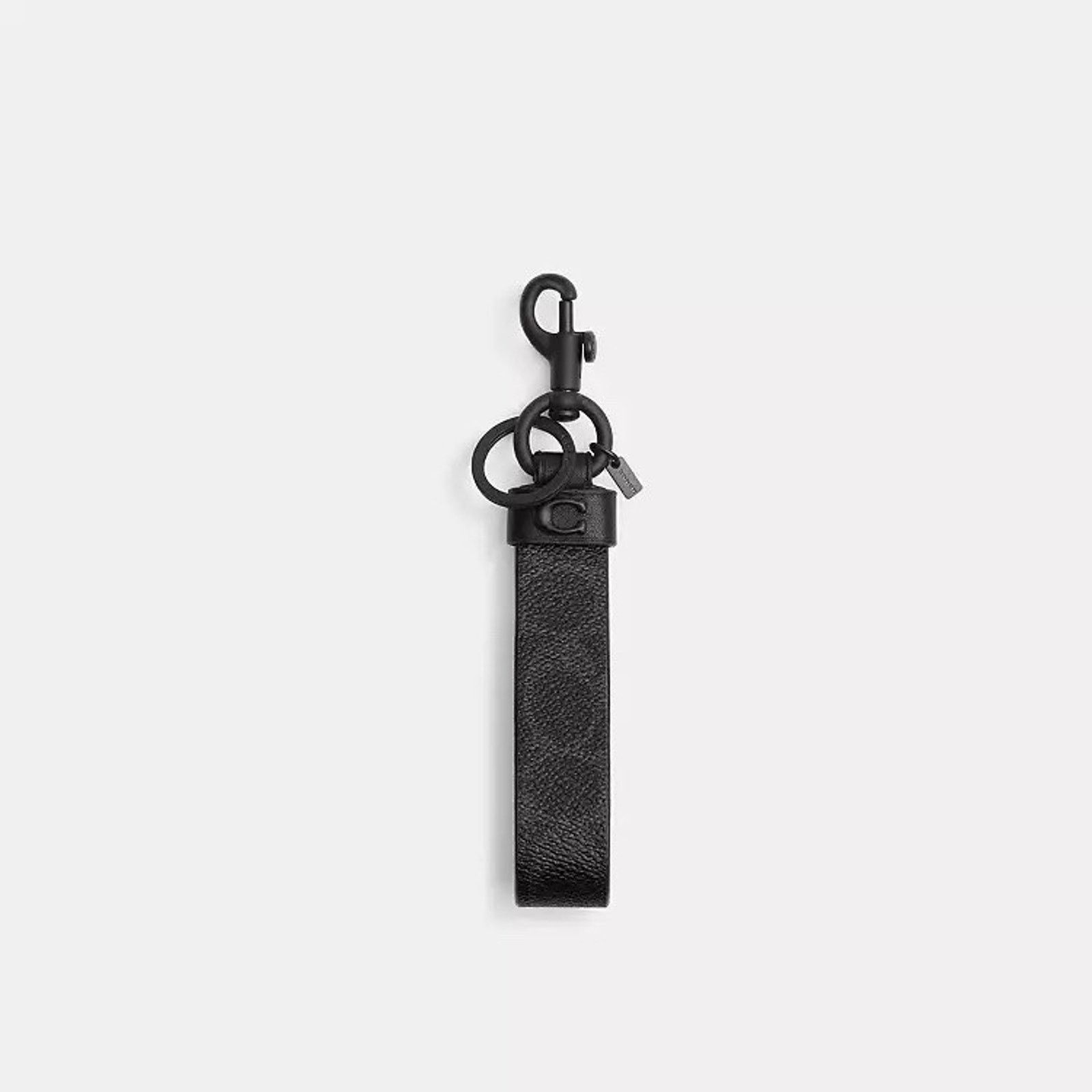 Coach NWT COACH Loop Bag Charm Keychain Black Signature CCY35 Size ONE SIZE - 4 Thumbnail