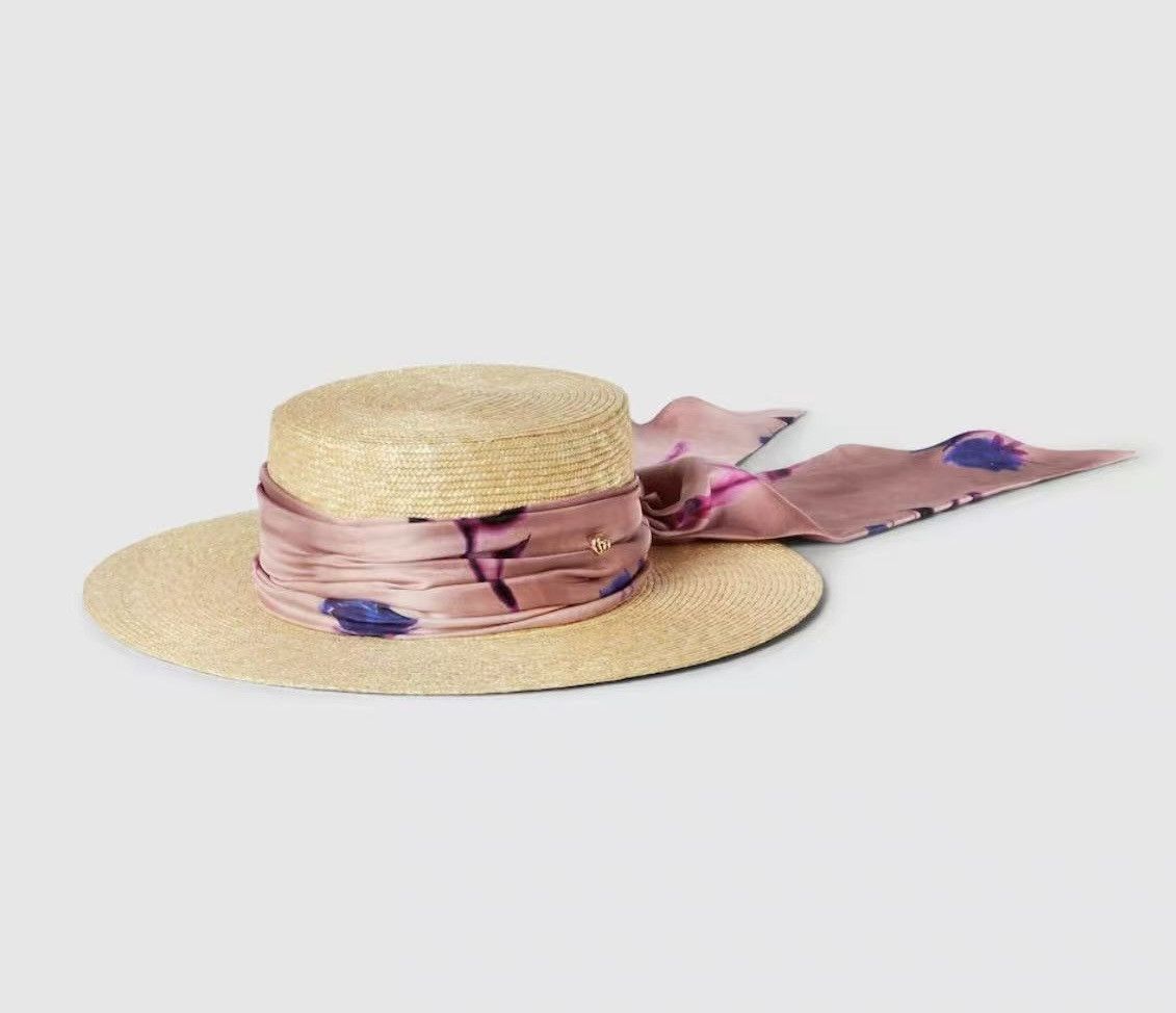 Gucci Gucci Straw Wide Brim Hat with Ribbon size M Size ONE SIZE - 1 Thumbnail
