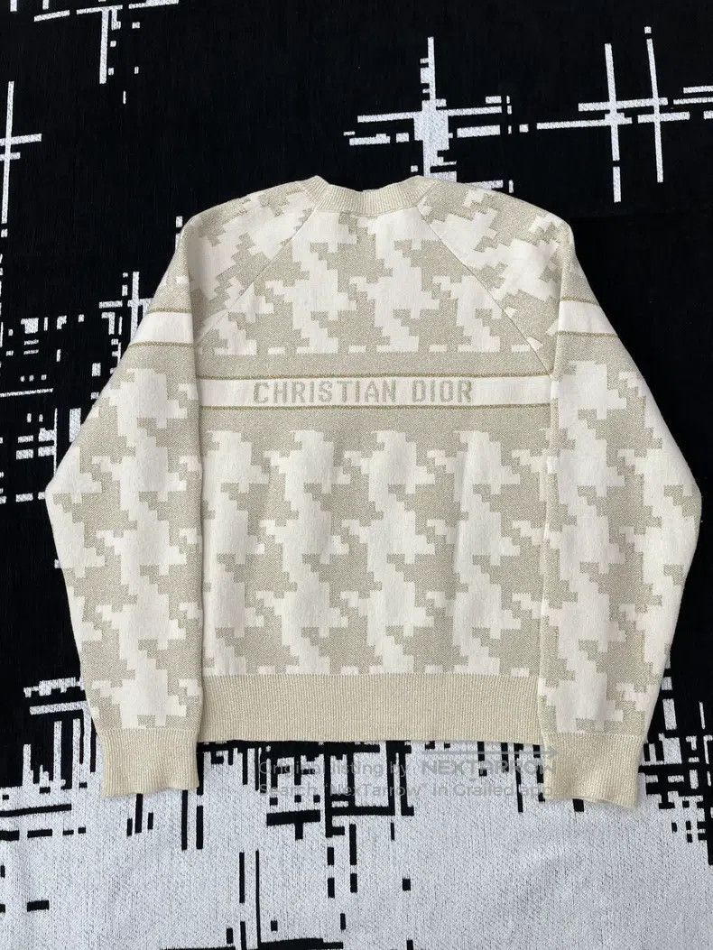 Dior Dior White gold checkered letter logo cashmere sweater Size XS / US 0-2 / IT 36-38 - 3 Thumbnail