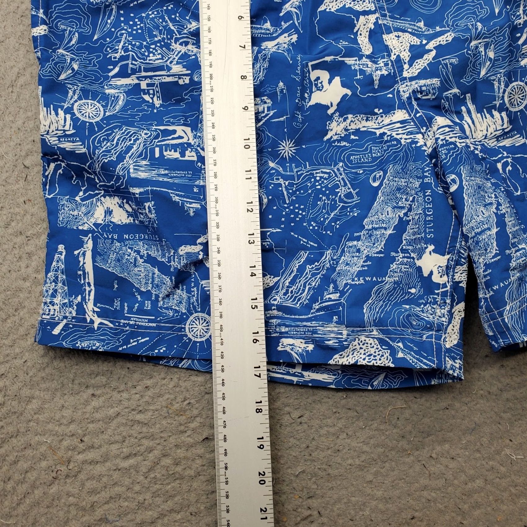 Lands' End Lands' End Mens Swim Trunks Trunks: Mens Size L Multicolor Great Lakes Map Drawstring Waist Swimsuit Bottom Beach Pockets Size US 33 - 3 Thumbnail