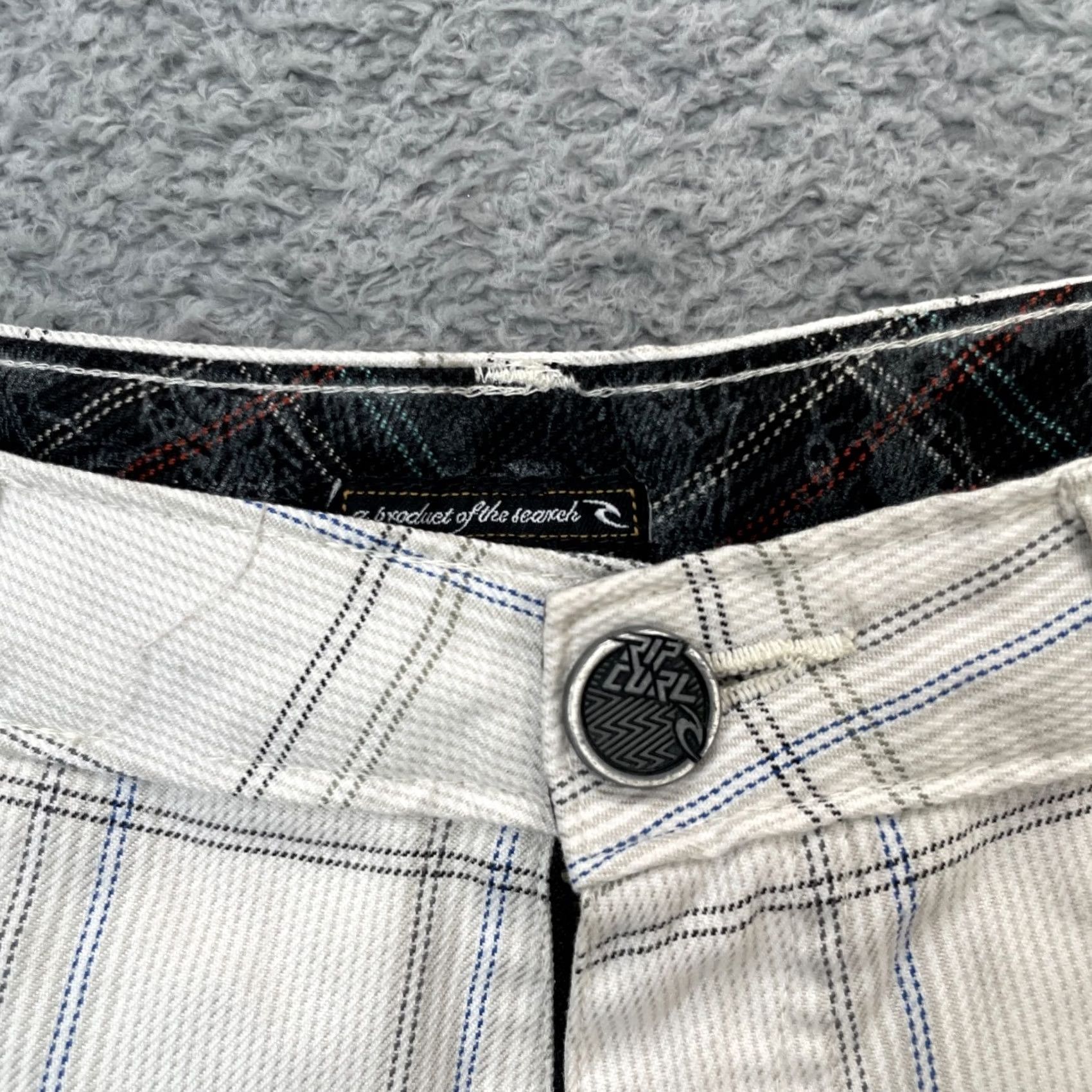 Rip Curl VTG Rip Curl Shorts Mens M White Plaid Chino Casual Preppy Size US 31 - 3 Thumbnail