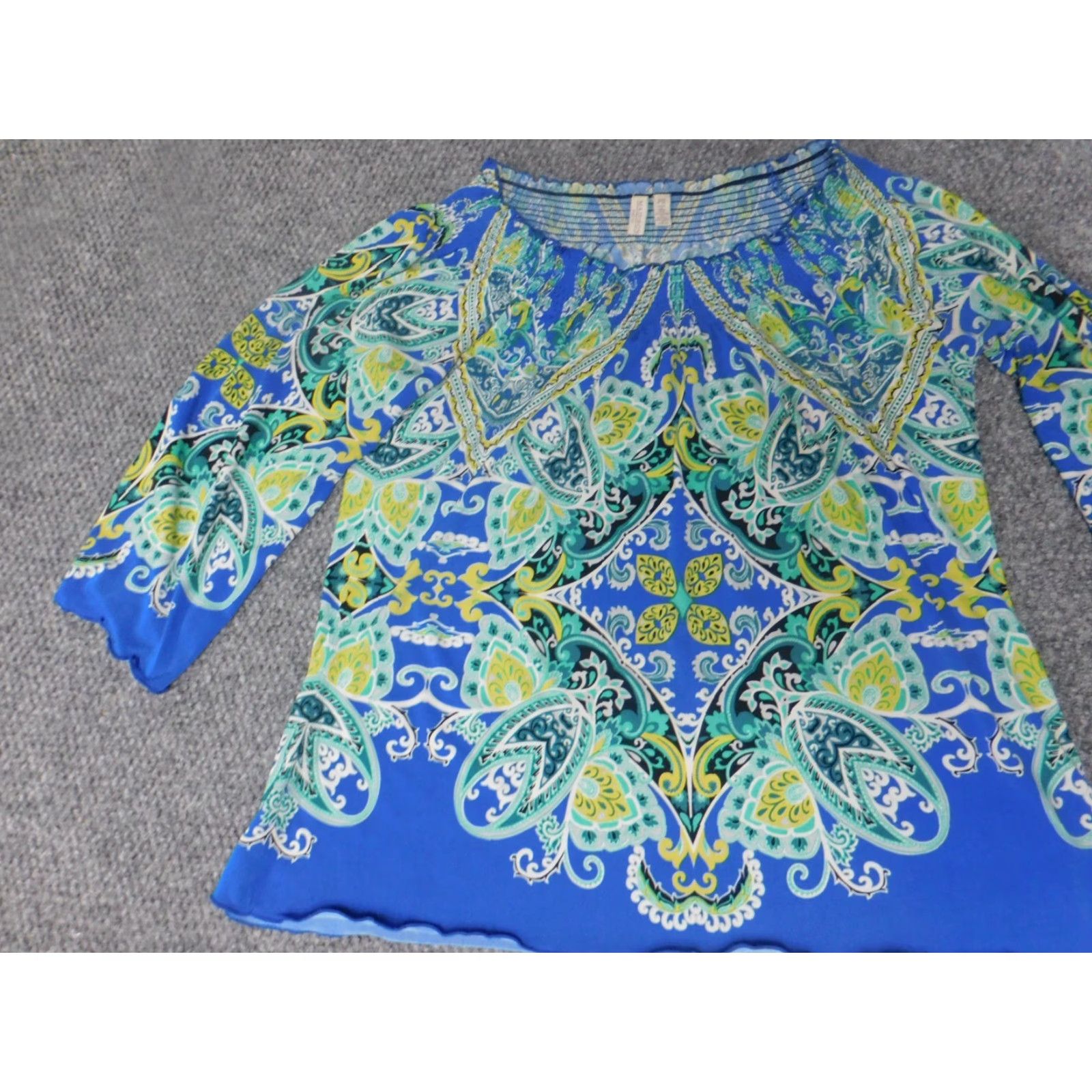 Madison Madison Womens Blouse PS Petite Blue Pullover Raglan Sleeve Knit Nylon Polyester Crew Neck Casual Modern Regular Short Sleeve? Size S / US 4 / IT 40 - 2 Thumbnail