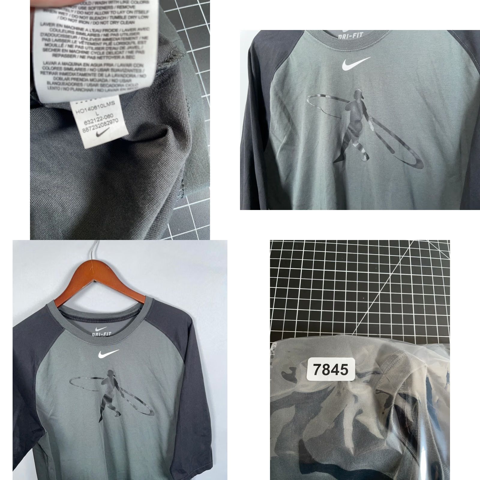 Nike VINTAGE Nike Ken Griffey Jr. Baseball Shirt Mens Large Gray Black 3/4 Sleeve Dri Fit Size US L / EU 52-54 / 3 - 8 Thumbnail