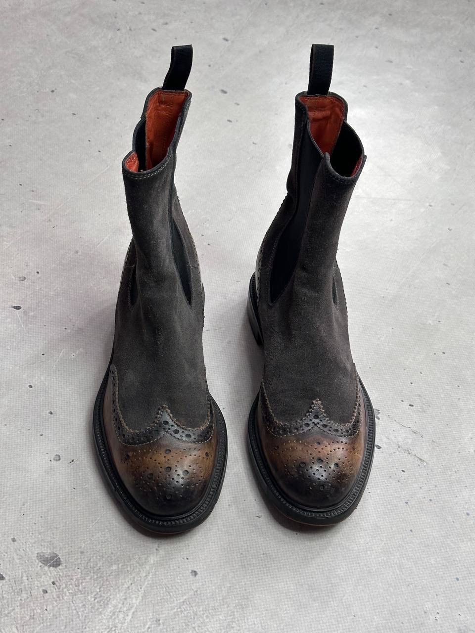 Santoni Santoni Brown Suede & Leather Brogue Chelsea Boots Size 36 Size US 6 / IT 36 - 4 Thumbnail