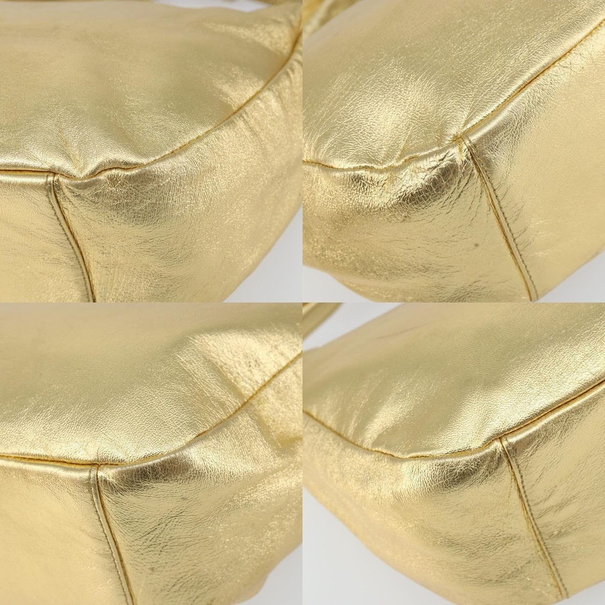 Prada Prada Leather Shoulder Bag Gold Size ONE SIZE - 9 Thumbnail