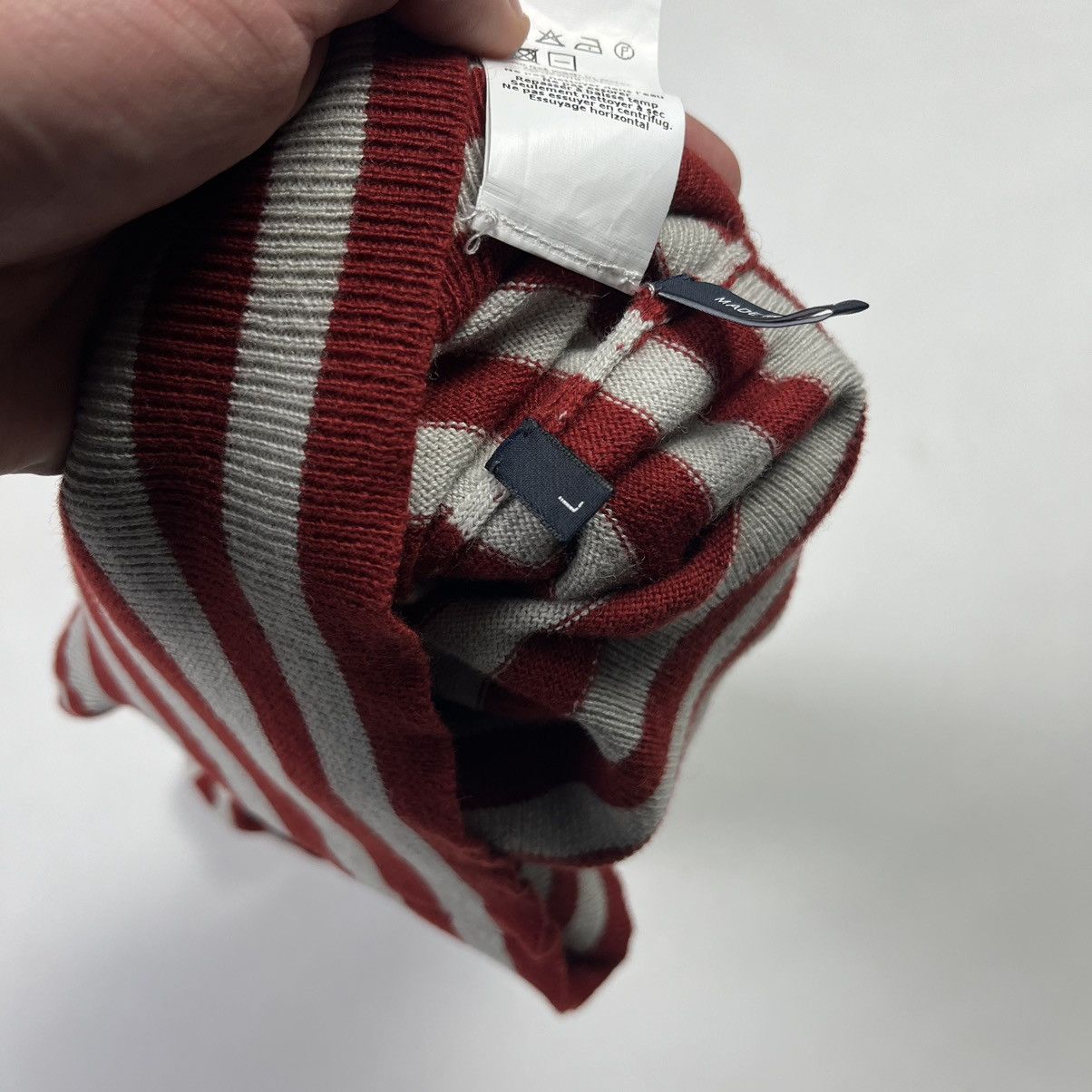 Jil Sander × Vintage JIL SANDER Navy Striped Scoop Neck Luxury Vintage White Red Size L / US 10 / IT 46 - 8 Thumbnail