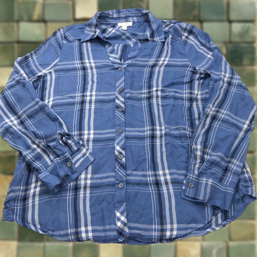 Joie JOIE Shirt XS Multicolor Plaid 100% Rayon Lightweight Button-Up Long Sleeve Women Size XS / US 0-2 / IT 36-38 - 1 Thumbnail