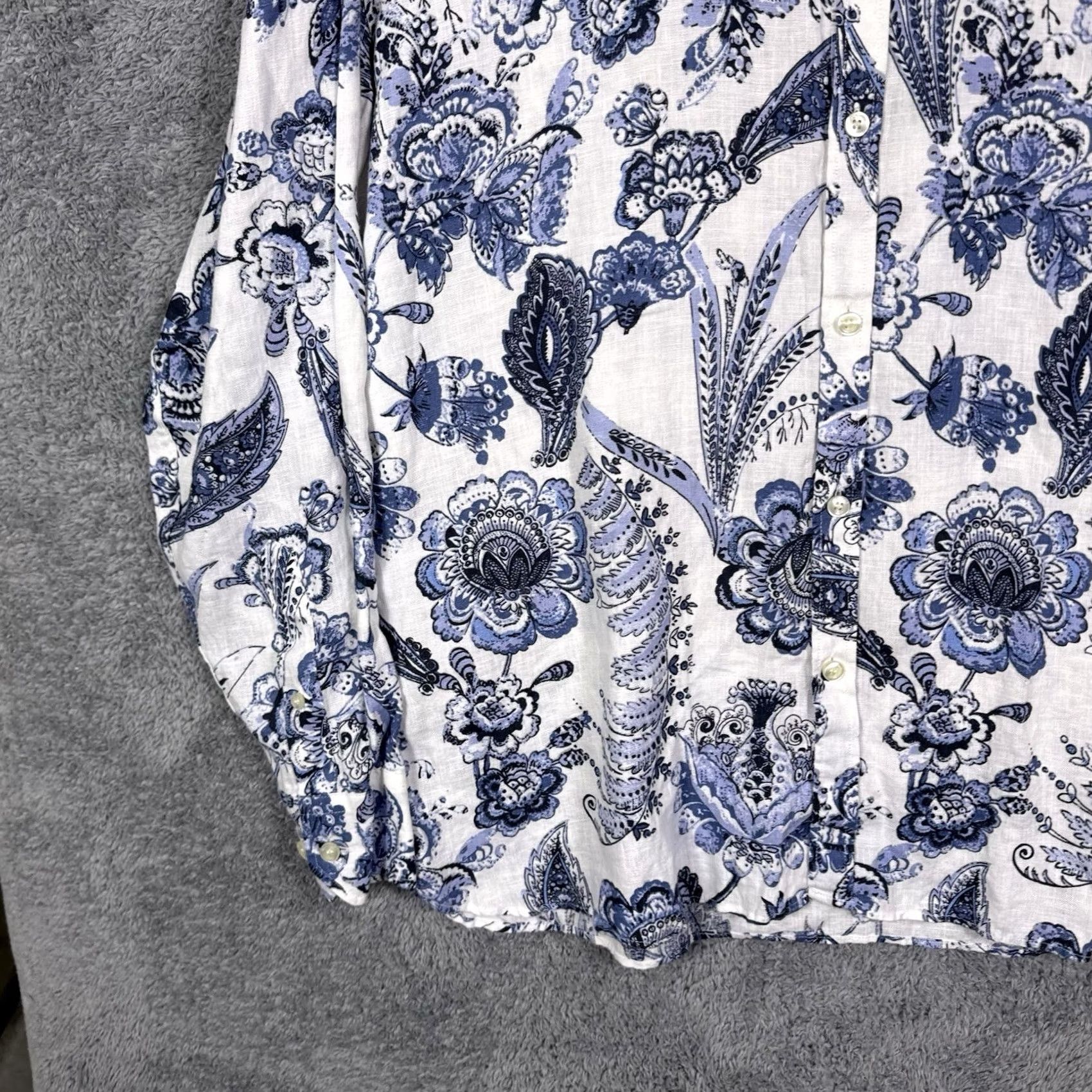 Murano Murano Baird McNutt Linen Shirt Mens L Paisley Floral Button-Up Size US L / EU 52-54 / 3 - 3 Thumbnail