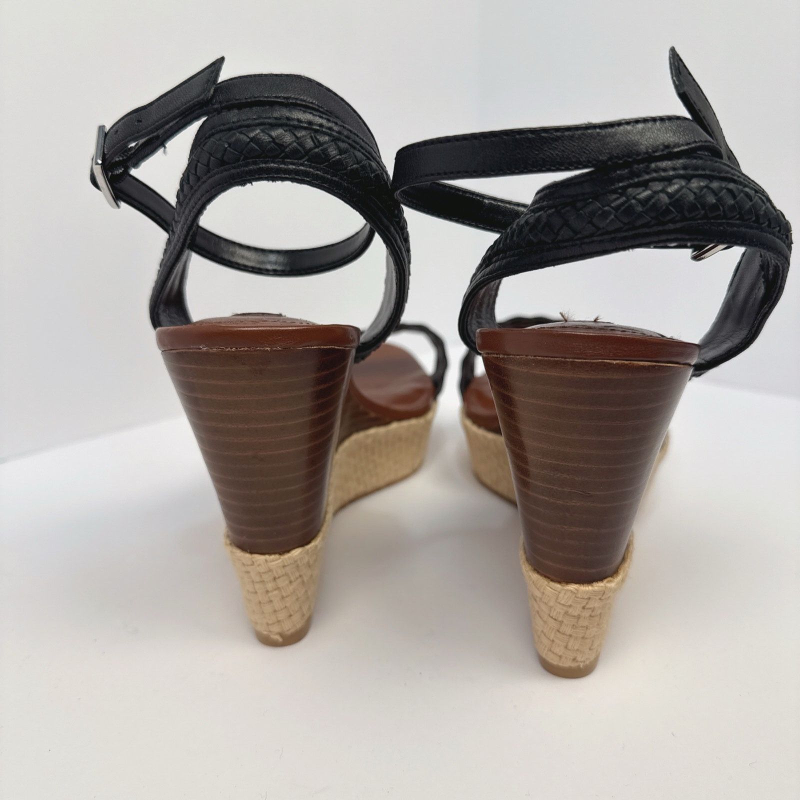 White House Black Market WHBM Black Basket Porter Weave Wedge Heels | 9 Size US 9 / IT 39 - 5 Thumbnail