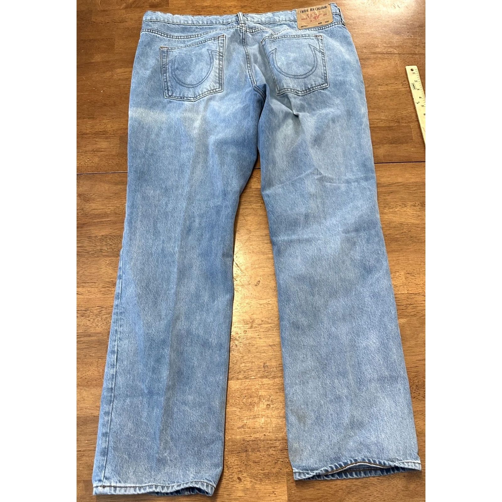 True Religion True Religion Ricky Relaxed Straight Jeans Men's 40x33 Blue Denim Dark Button Embroidered Size US 40 / EU 56 - 3 Thumbnail