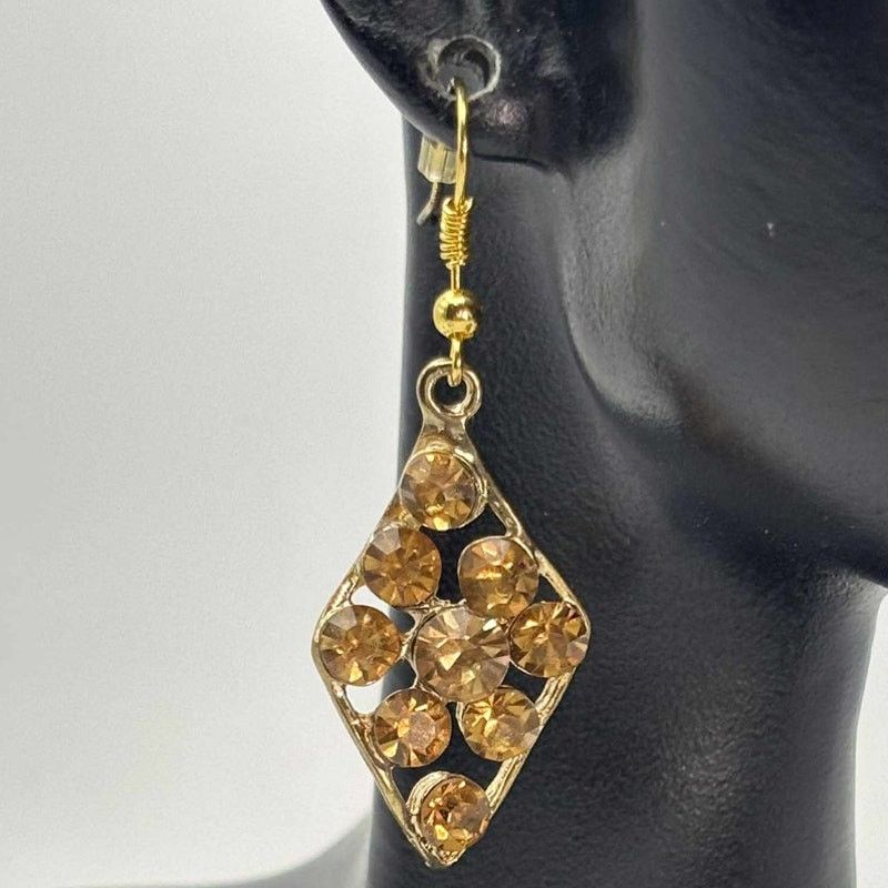 Other Vintage Gold Crystal Earrings Size ONE SIZE - 1 Thumbnail