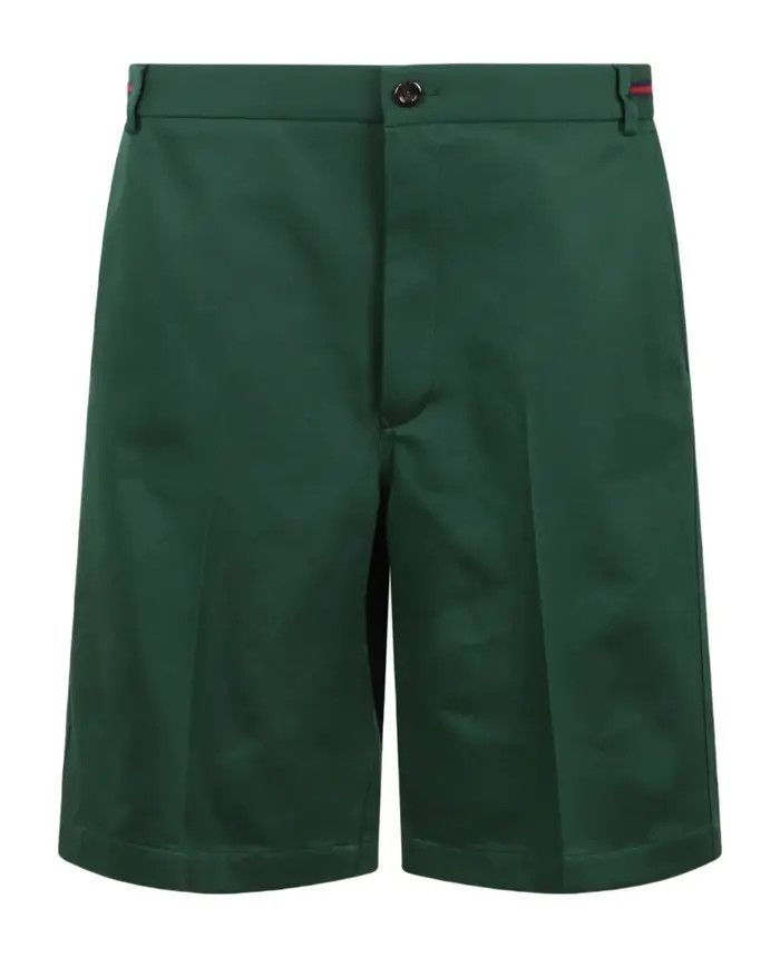 Gucci o1loc1c0326 762151 Cotton Shorts With Web Detail in Green Size US 26 / EU 42 - 1 Thumbnail