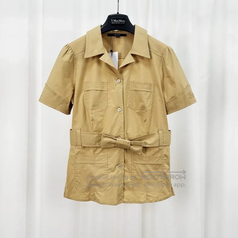 Gucci Gucci Embroidered letter khaki short-sleeved shirt Size S / US 4 / IT 40 - 1 Thumbnail