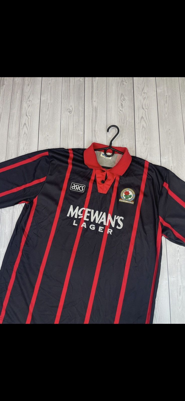 Asics Vintage asics Blackburn soccer jersey size XXL black away Size US XXL / EU 58 / 5 - 2 Thumbnail