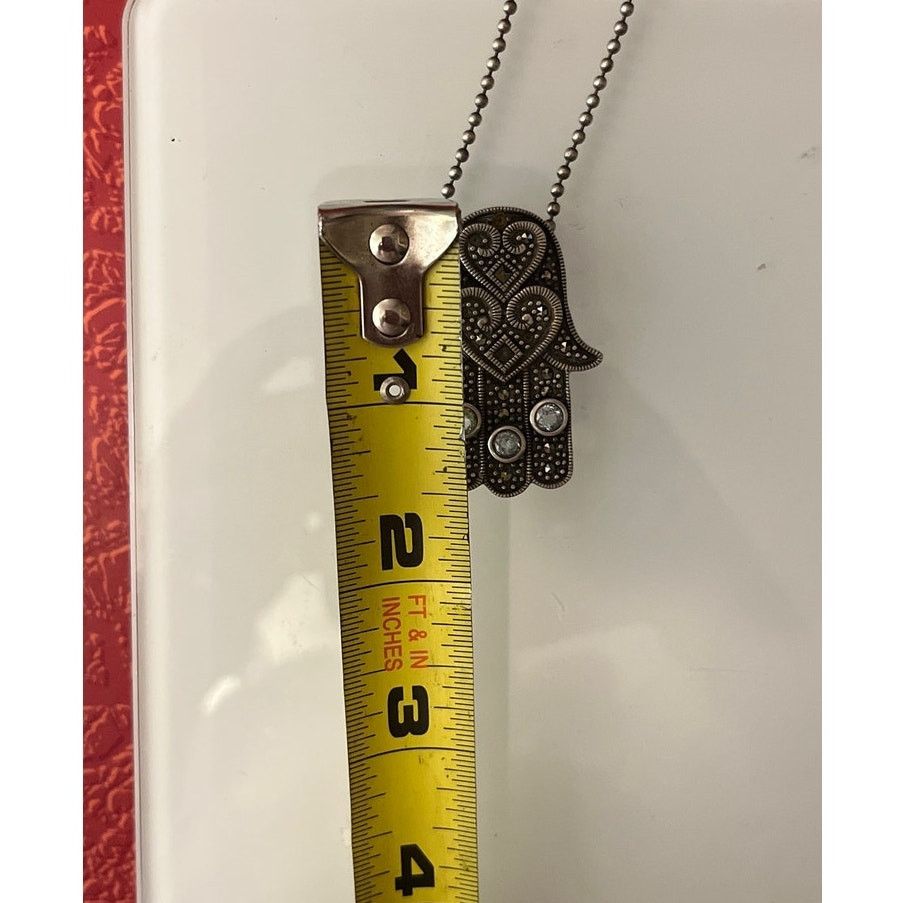 Other Vintage 925 Silver Hamsa Hand heart pendant Brooch necklace Size ONE SIZE - 7 Thumbnail