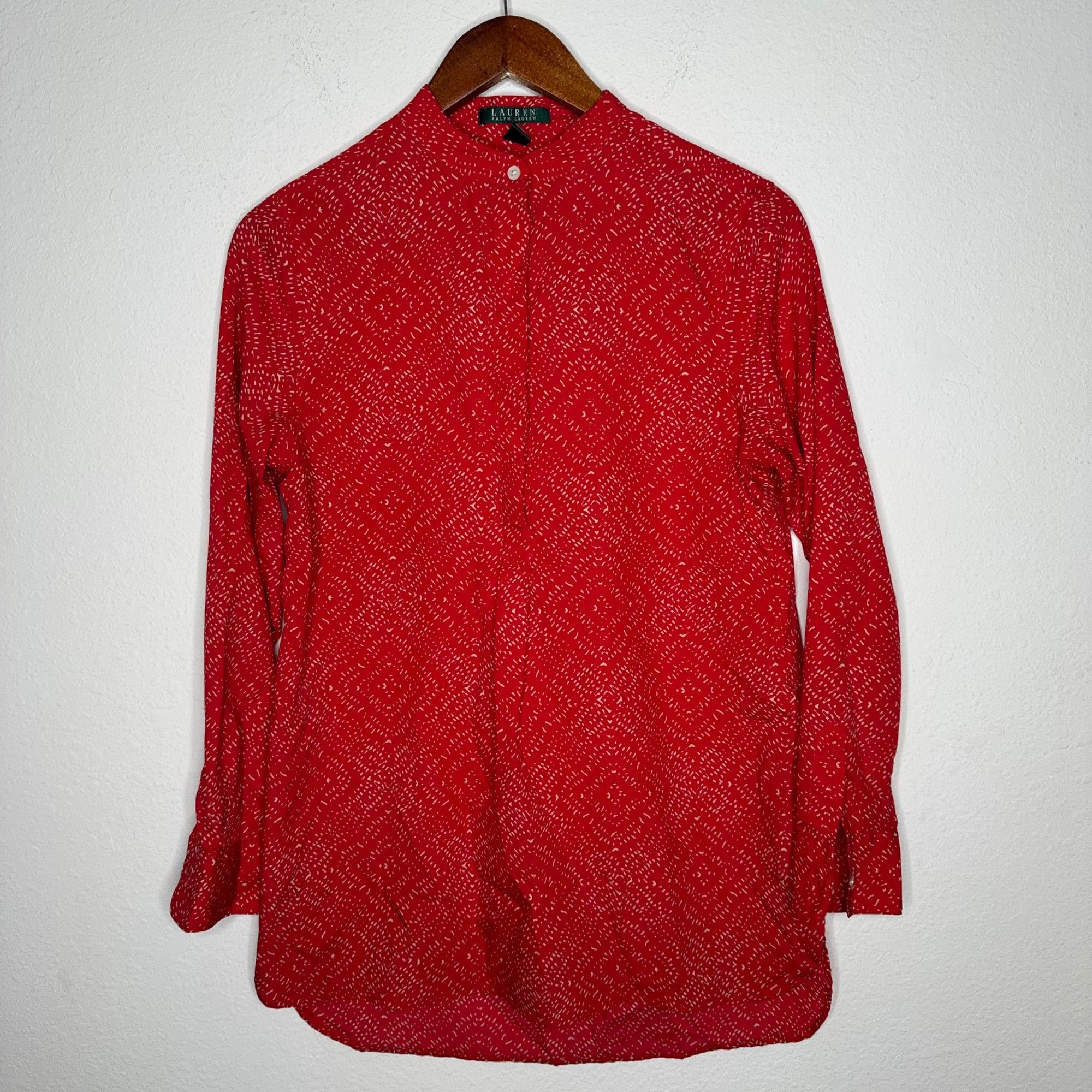 Lauren Ralph Lauren Lauren Ralph Lauren Red Speckled collarless pullover blouse Size S / US 4 / IT 40 - 8 Thumbnail