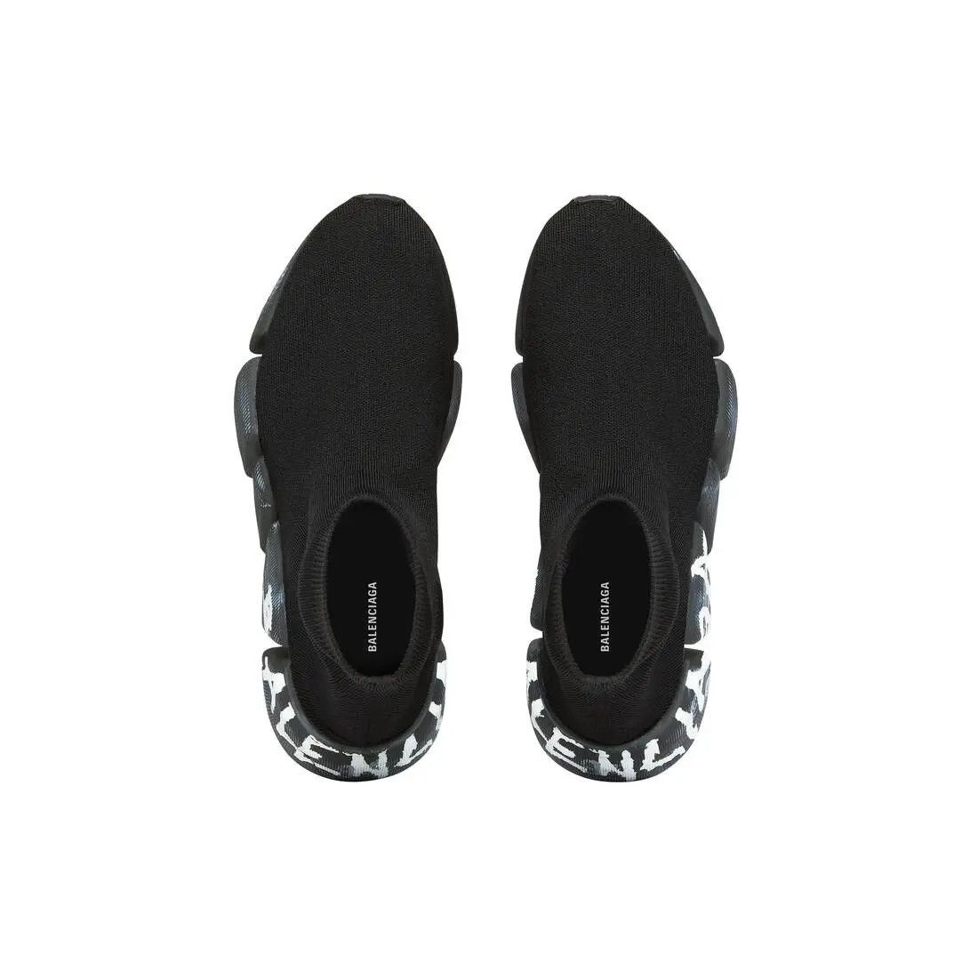 Balenciaga o1tr1nto0525 Speed2.0 Graffiti Recycled Knit Sneakers Black Size US 7 / EU 40 - 6 Thumbnail