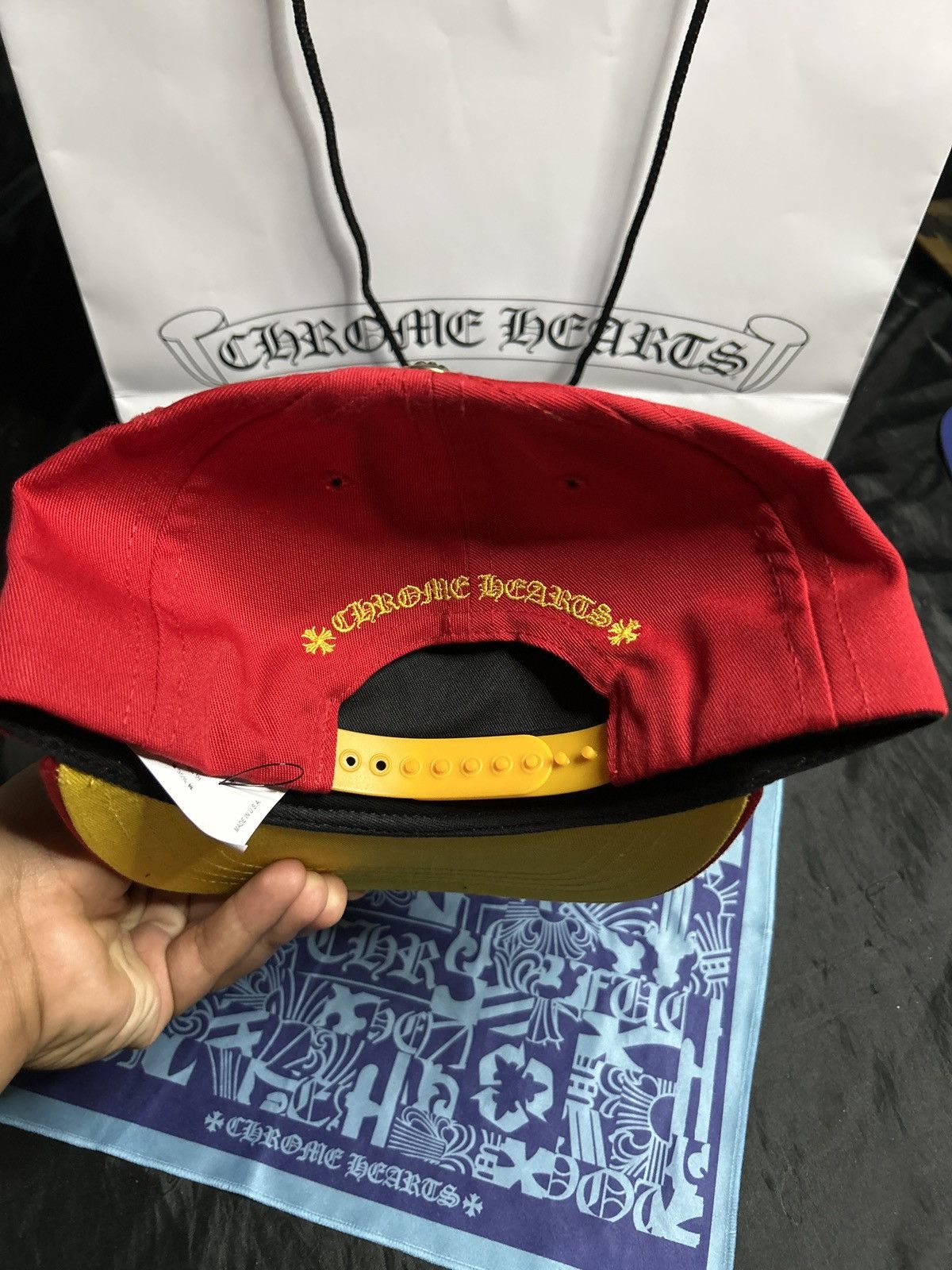 Chrome Hearts Chrome Hearts Red/Yellow CH BaseBall Hat Size ONE SIZE - 3 Thumbnail