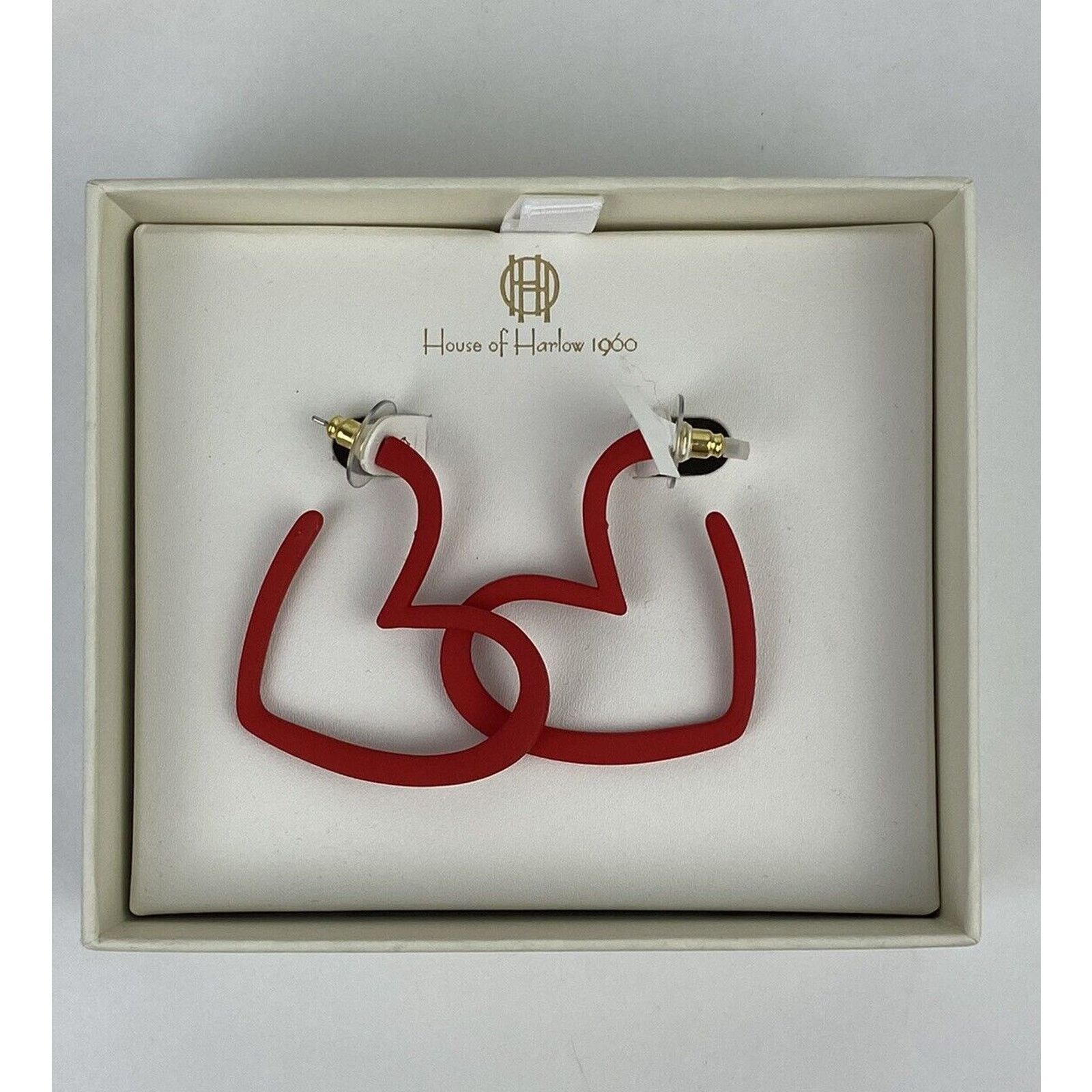 Other House Of Harlow 1960 Red Heart Open Hoop Earrings NEW Love Size ONE SIZE - 2 Thumbnail