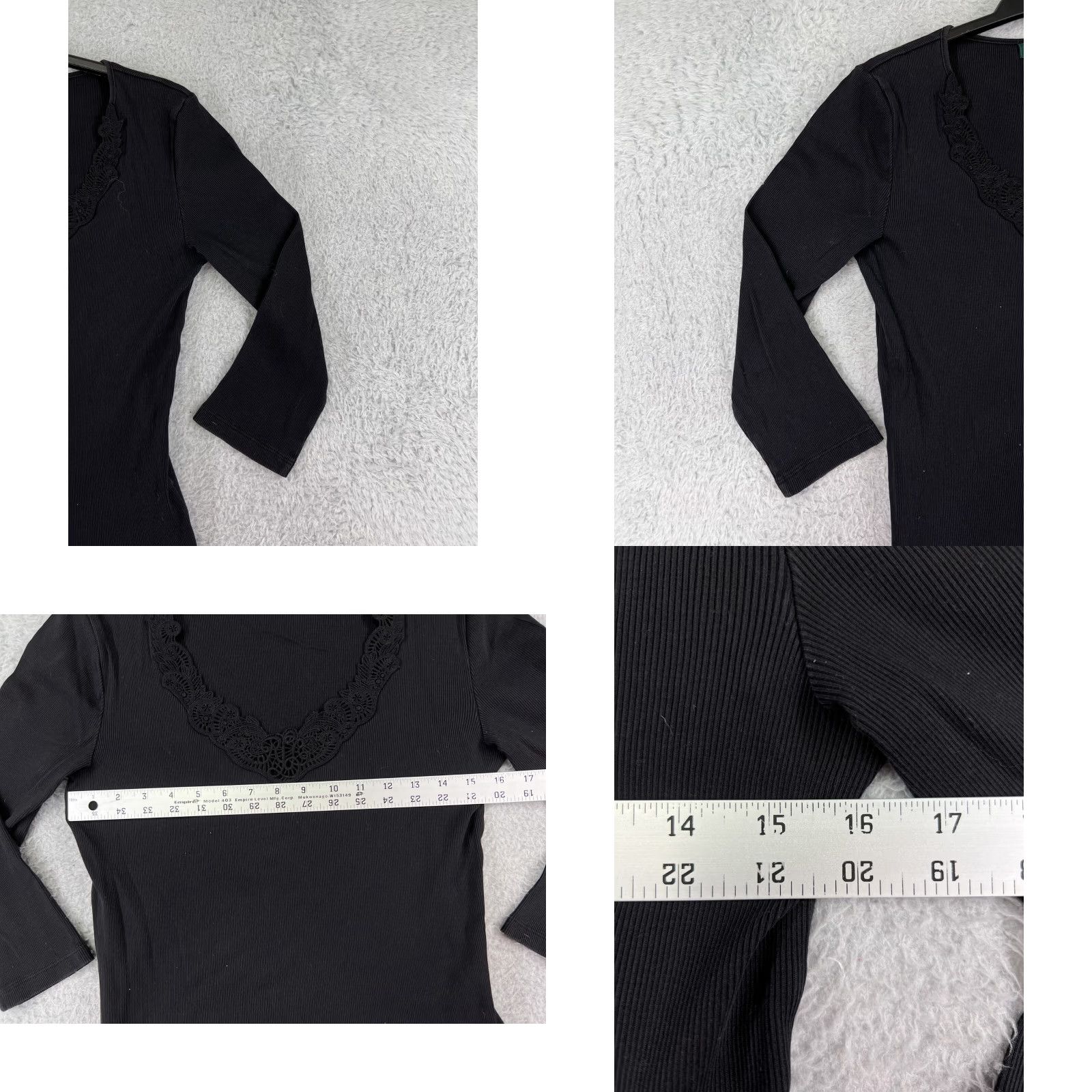 Ralph Lauren Lauren Ralph Lauren Shirt Juniors Medium Black Cotton Short Sleeve V-Neck Size M / US 6-8 / IT 42-44 - 8 Thumbnail