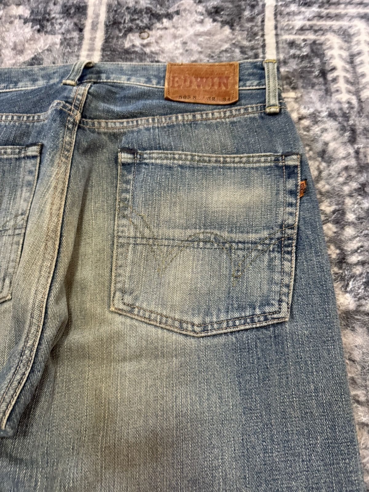 Japanese Brand EDWIN 505 Muddy Wash Selvedge Jeans Straight Loose Size US 32 / EU 48 - 18 Thumbnail