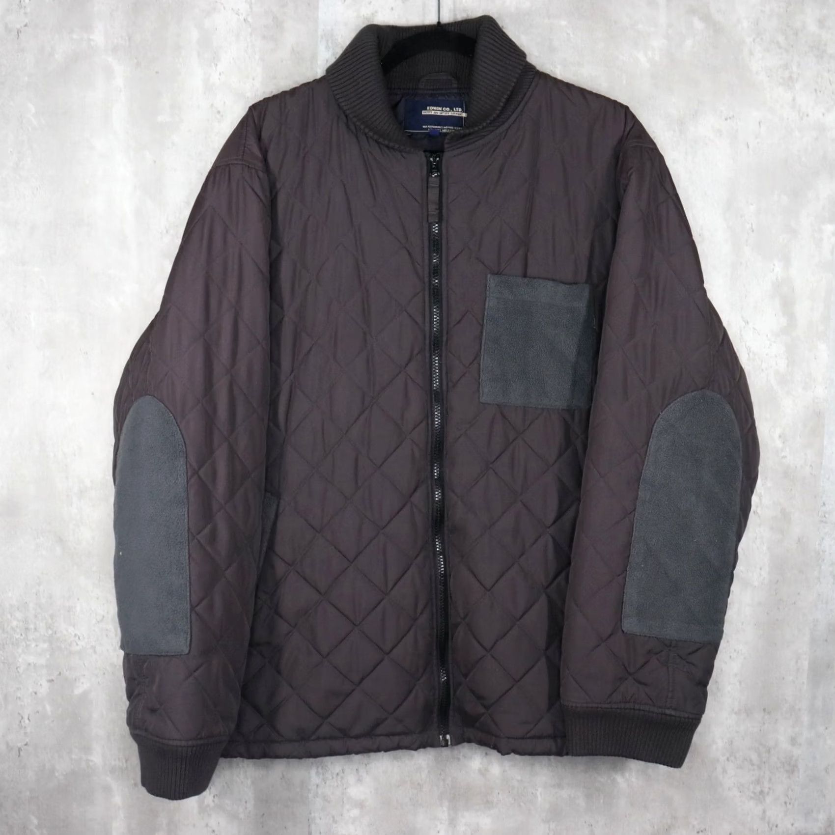 Edwin Edwin Puffer Jacket Mens Large Gray Quilted Elbow Patch Jacket Zip Nylon Coat Size US L / EU 52-54 / 3 - 2 Thumbnail