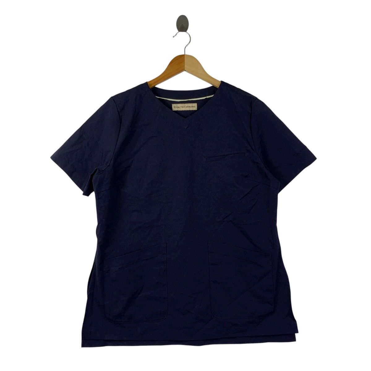 United Arrows & Sons Navy V-Neck Utility Scrub Shirt