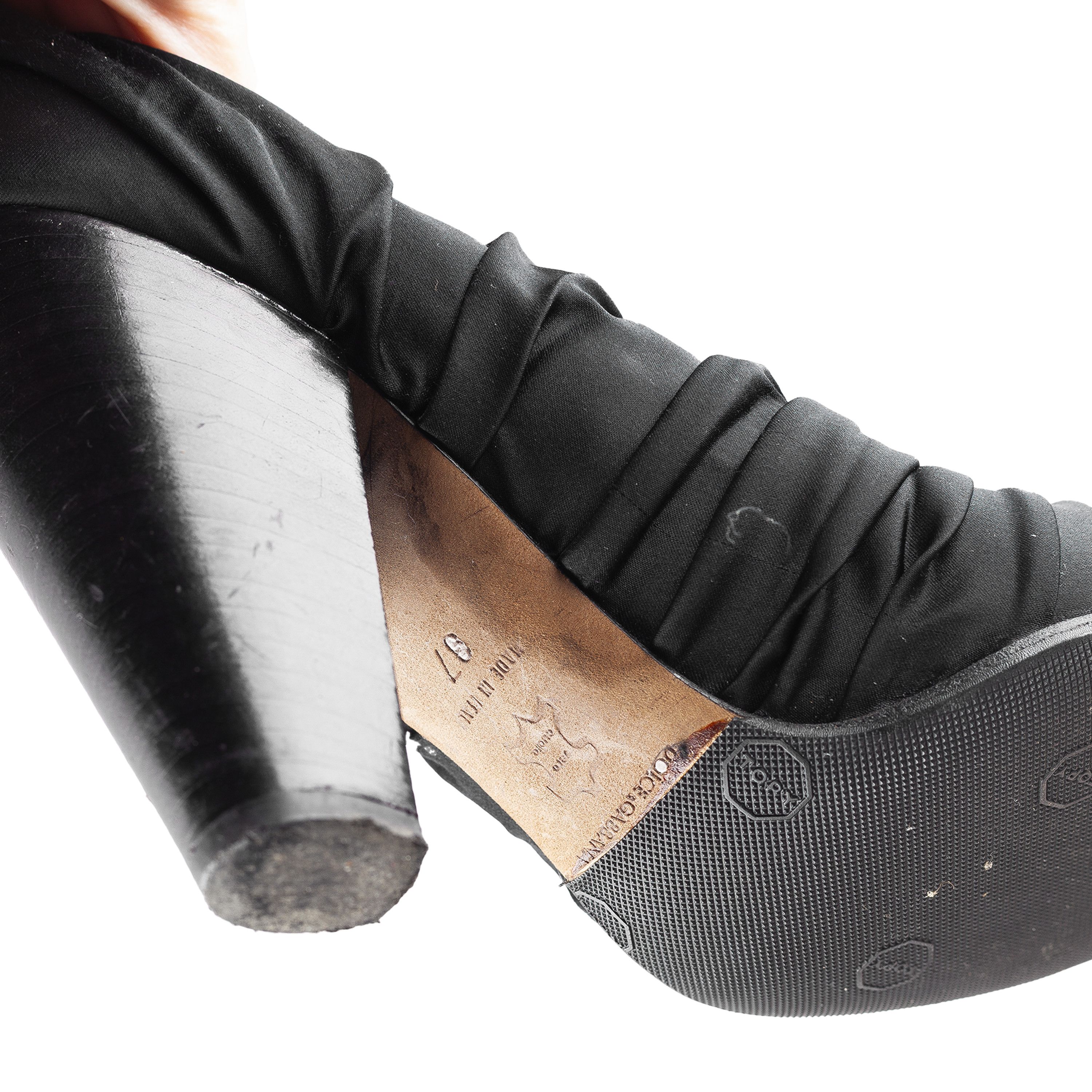 Dolce & Gabbana Dolce & Gabbana Vintage Black High-Stock Stretch Silk Boots Size US 6 / IT 36 - 8 Thumbnail