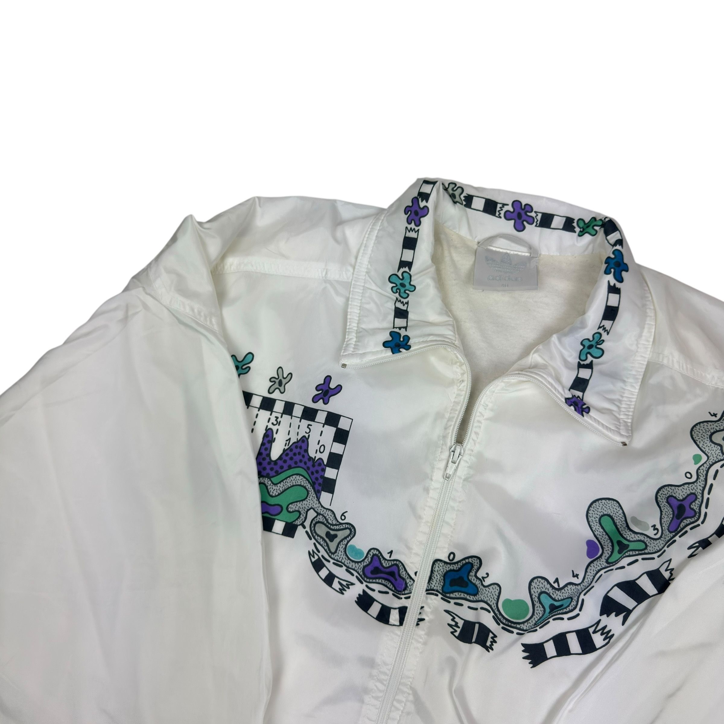 Adidas Vintage Adidas Men's White Printed Full Zip Track Jacket 40 Size US L / EU 52-54 / 3 - 4 Thumbnail