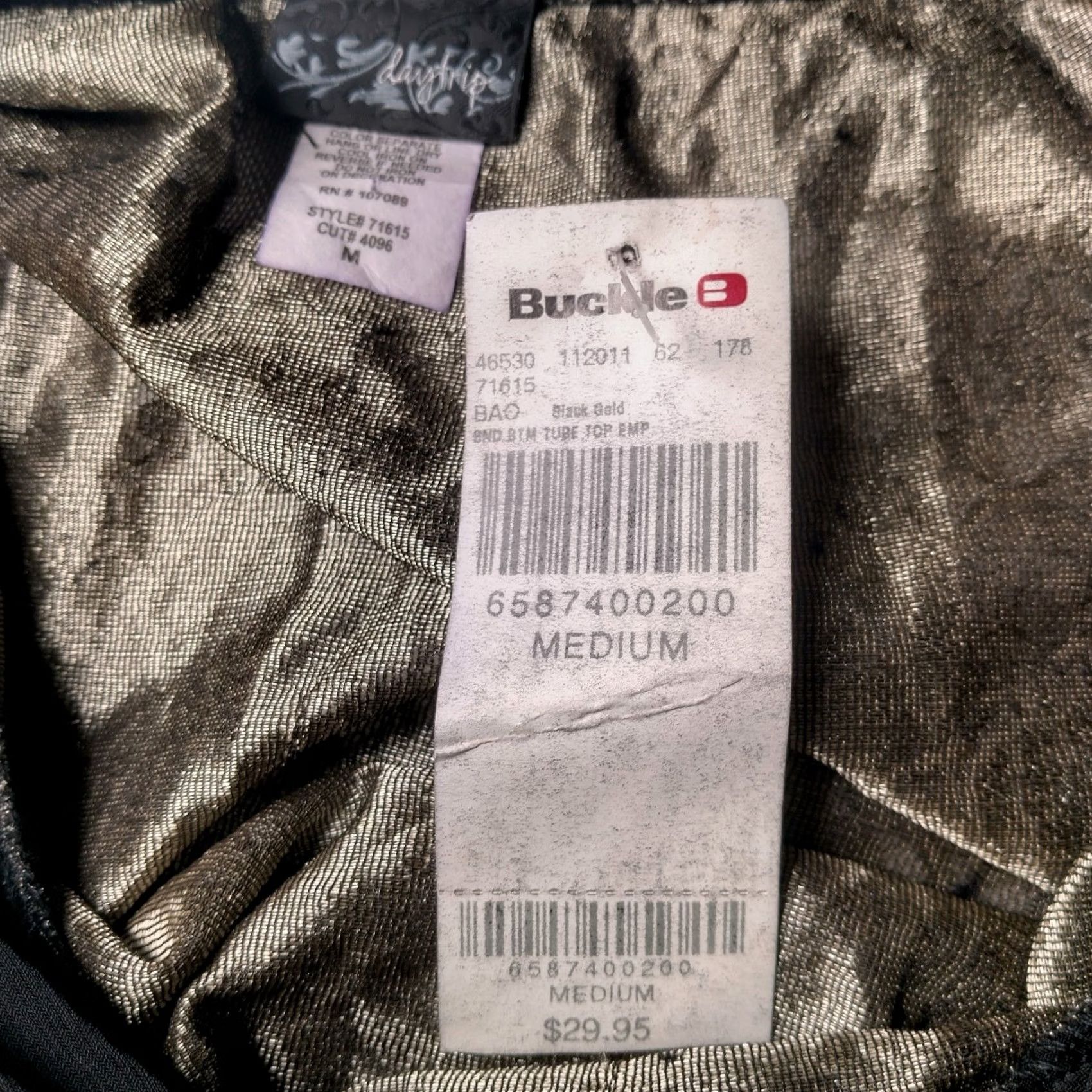 Vintage VINTAGE Daytrip Tube Top Shirt M Strapless Beaded Sequin Floral Lace NOS Black Women Size M / US 6-8 / IT 42-44 - 4 Thumbnail