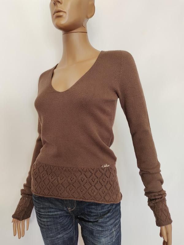 Designer Cacao Jumper Knitwear Openwork sz M Size M / US 6-8 / IT 42-44 - 3 Thumbnail