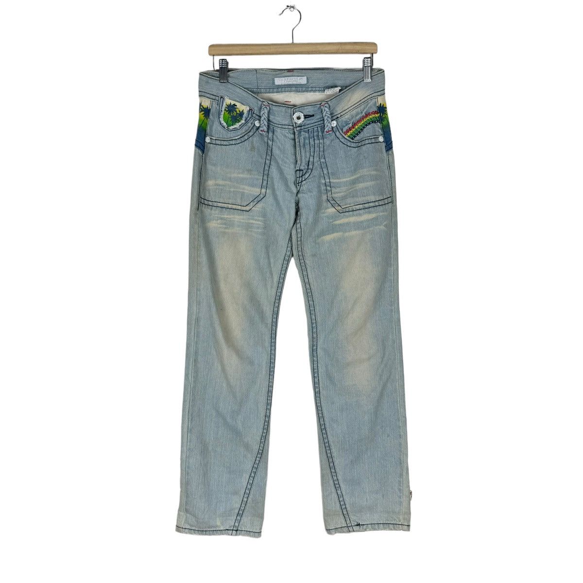Blue Blue Japan ☀️BLUE MOON BLUE HAWAII DENIM JEANS PANTS Size US 30 / EU 46 - 2 Thumbnail