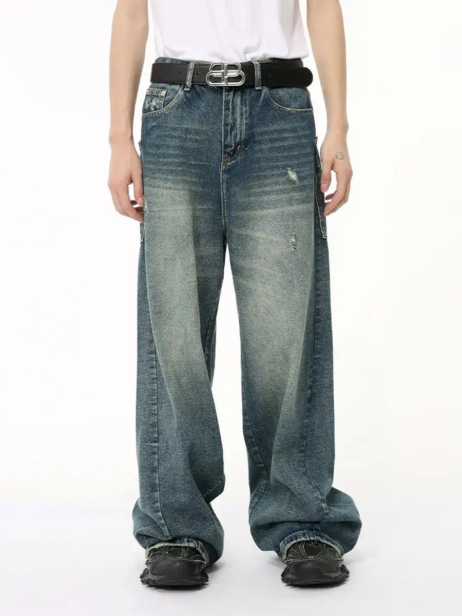 Japanese Brand Retro loose patchwork pocket jeans Size US 32 / EU 48 - 2 Thumbnail
