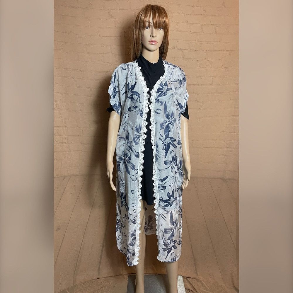 Other NWT New Elena Baldi Floral Print Silk Blend Kimono Duster O Size ONE SIZE - 2 Thumbnail