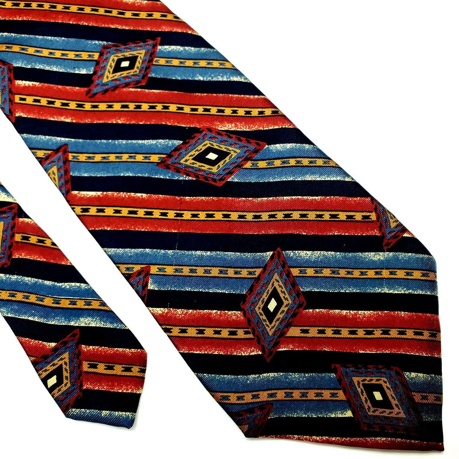 Chaps Chaps Ralph Lauren Silk Tie Striped Abstract Red Blue Skinny Size ONE SIZE - 1 Thumbnail