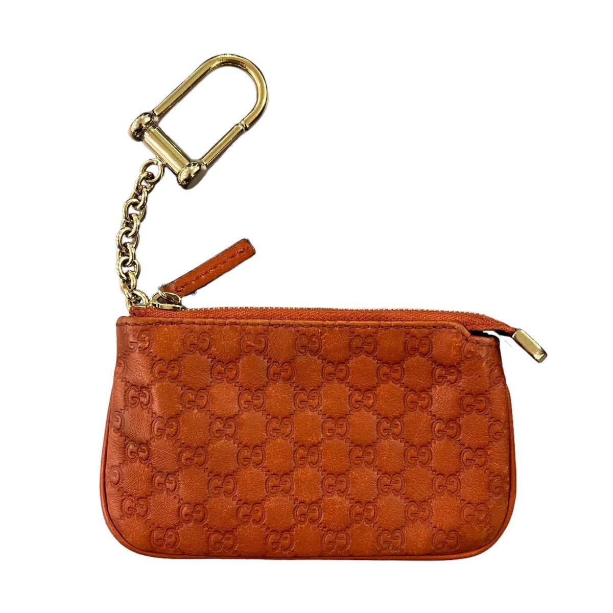 image of Gucci Monogram Key Pouch Wallet in Orange, Women's