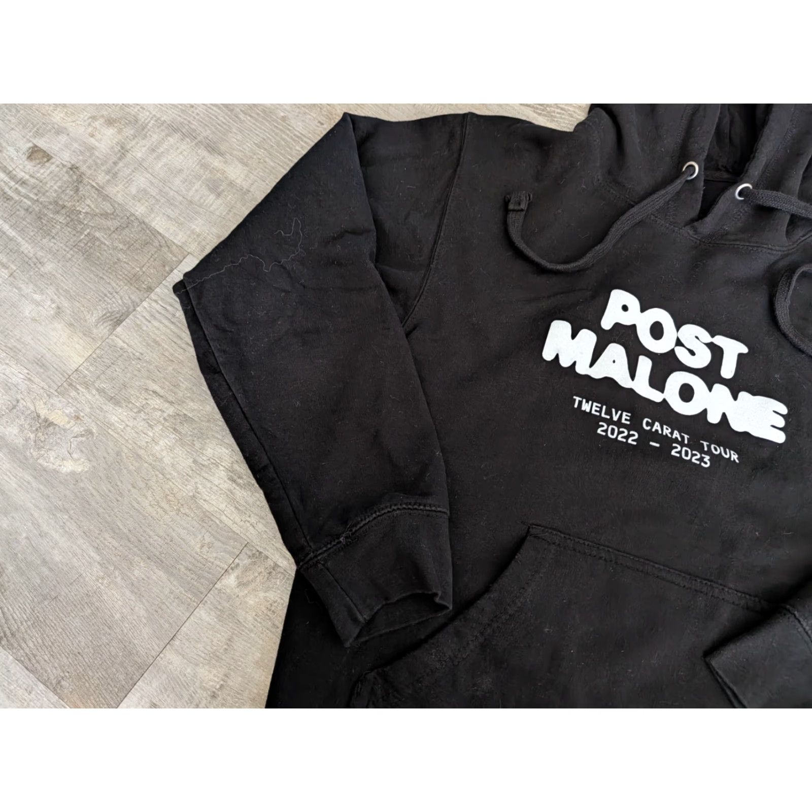 Vintage Official Post Malone Hoodie Tour 2022-23 Twelve Carat Black Men's Small Unisex Adults Hoodie Size US S / EU 44-46 / 1 - 4 Thumbnail