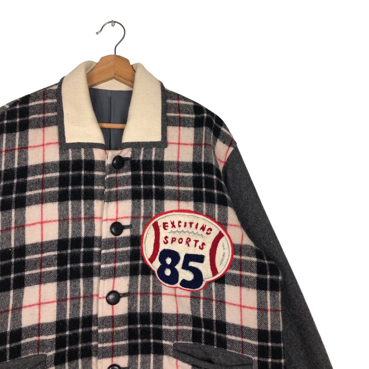 Japanese Brand 📌Vintage Bomber Jacket Rugby Ball Design Tartan Big Logo Size US M / EU 48-50 / 2 - 7 Thumbnail
