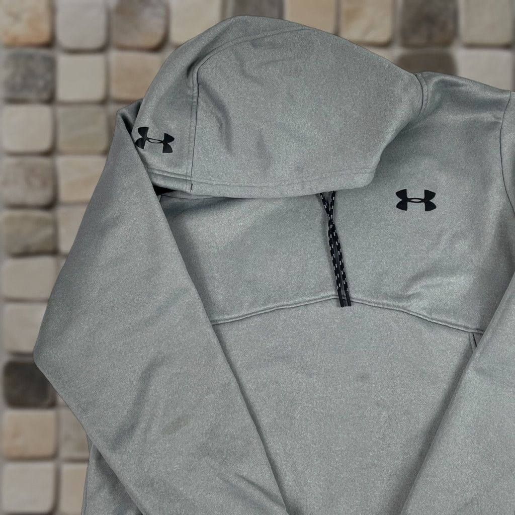 Under Armour Under Armour Hoodie Mens Large Gray ColdGear Fleece Lined Long Sleeve Gym Hiking Pullover Logo Pocket Size US L / EU 52-54 / 3 - 1 Thumbnail