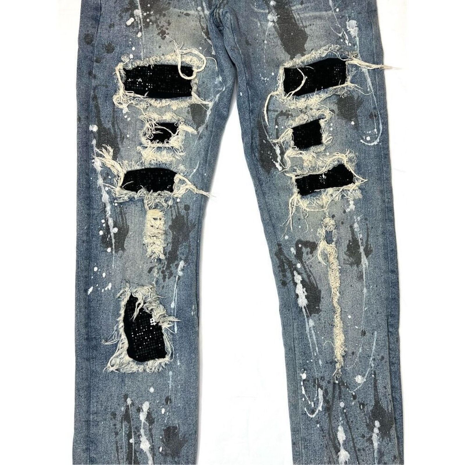 DNA DNA Premium Painted Embellished Destroyed Blue Jeans 30 Size 30" / US 8 / IT 44 - 2 Thumbnail