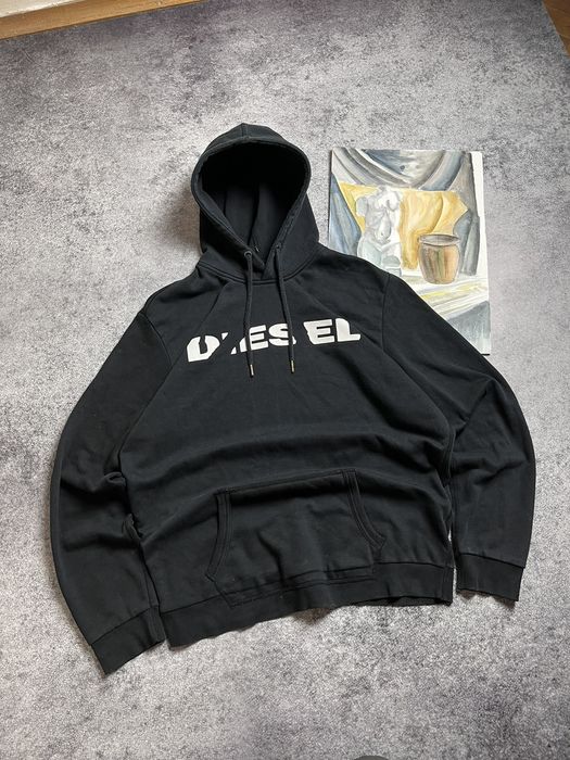 Diesel 🔥VINTAGE DIESEL BIG DESTROYED LOGO BOXY Y2K HOODIE 90'S