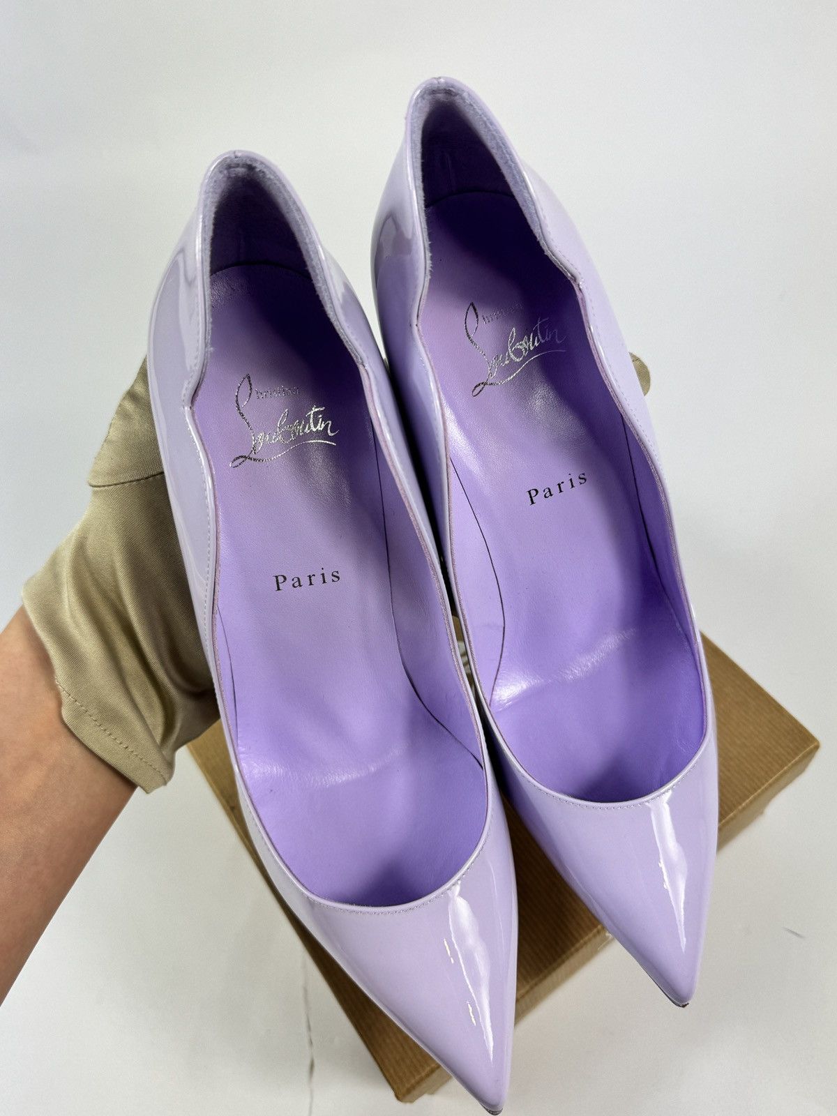 Christian Louboutin HOT CHICK 100 PATENT LILAC PUMPS Size US 10 / IT 40 - 4 Thumbnail