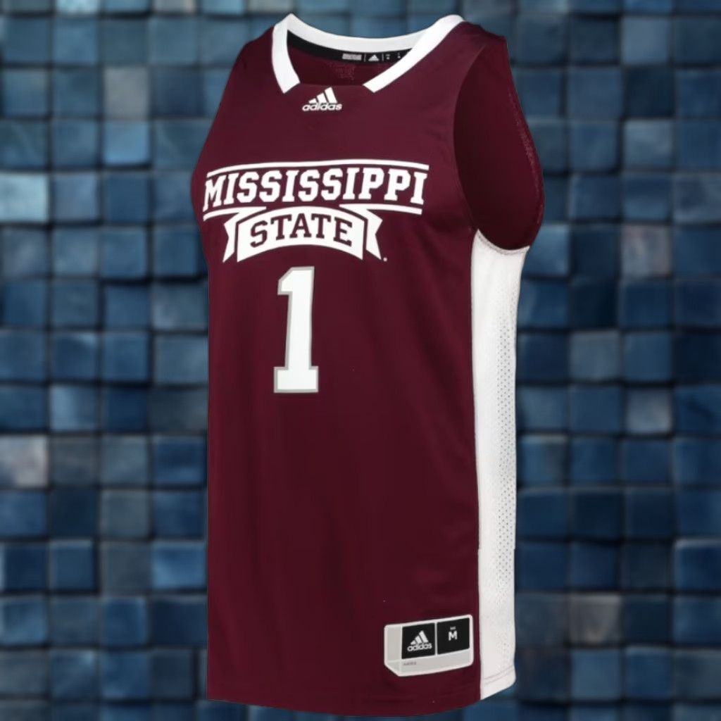 Adidas adidas Mississippi State Bulldogs #1 Swingman Jersey M Maroon Mens Basketball Sleeveless Pullover Round Neck Athletic Activewear State Theme Size US M / EU 48-50 / 2 - 1 Thumbnail