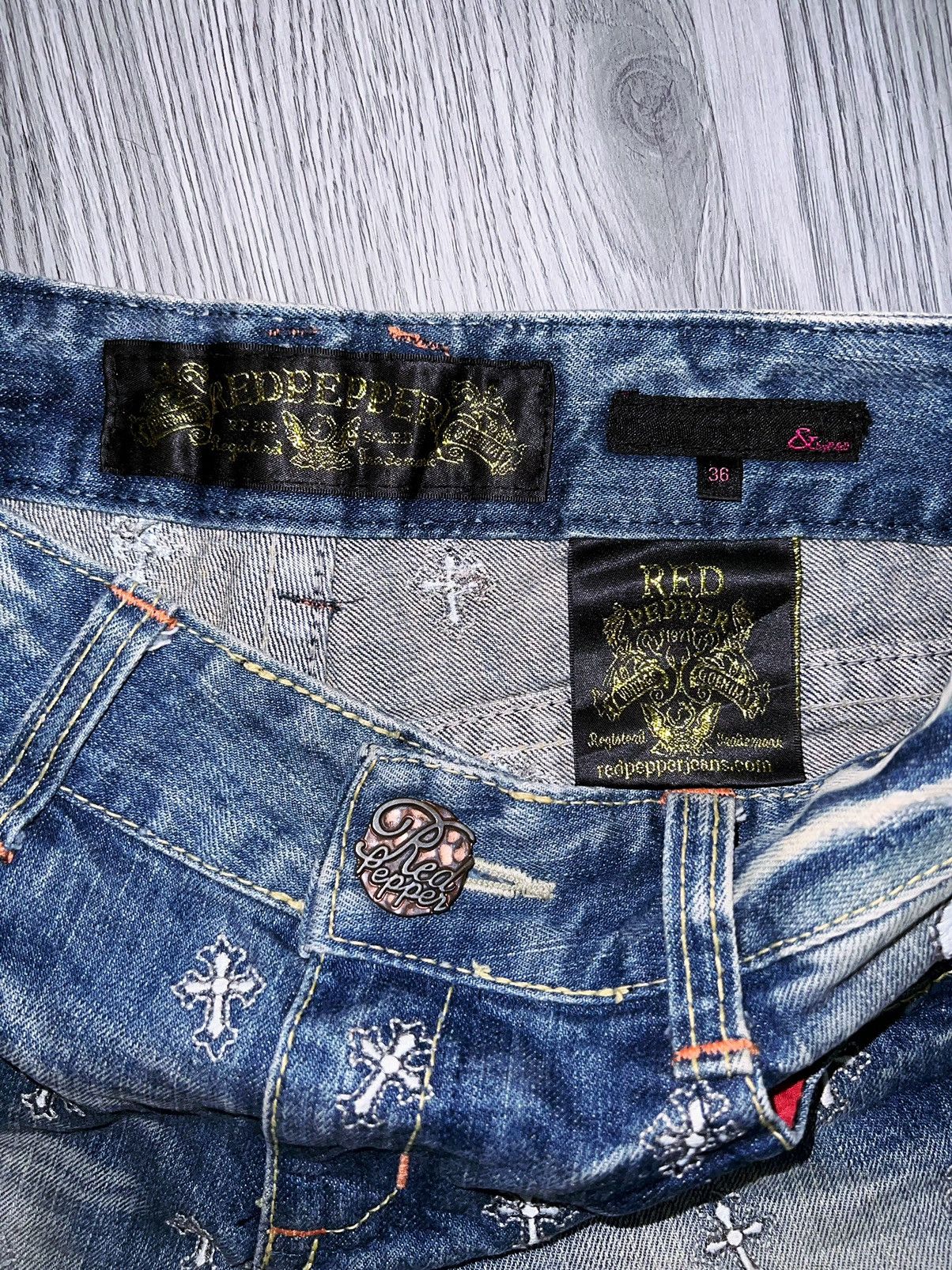 Japanese Brand RED PEPPER cross denim shorts ➕🌶️ Size 26" / US 2 / IT 38 - 7 Thumbnail