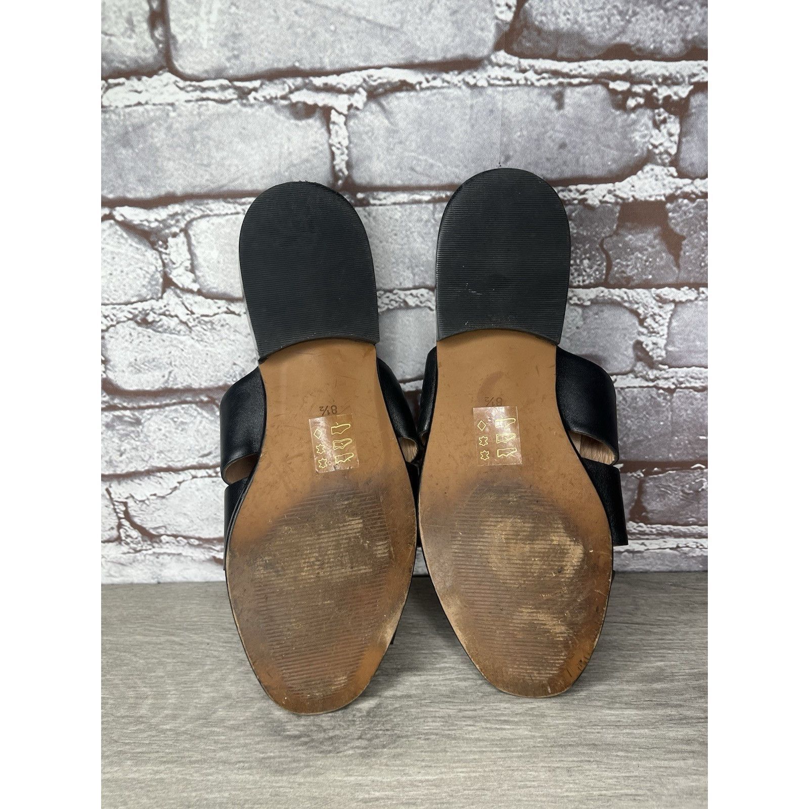 Madewell Madewell The Dixson Fisherman Black Leather Slide Mules Heel Size US 8.5 / IT 38.5 - 24 Thumbnail