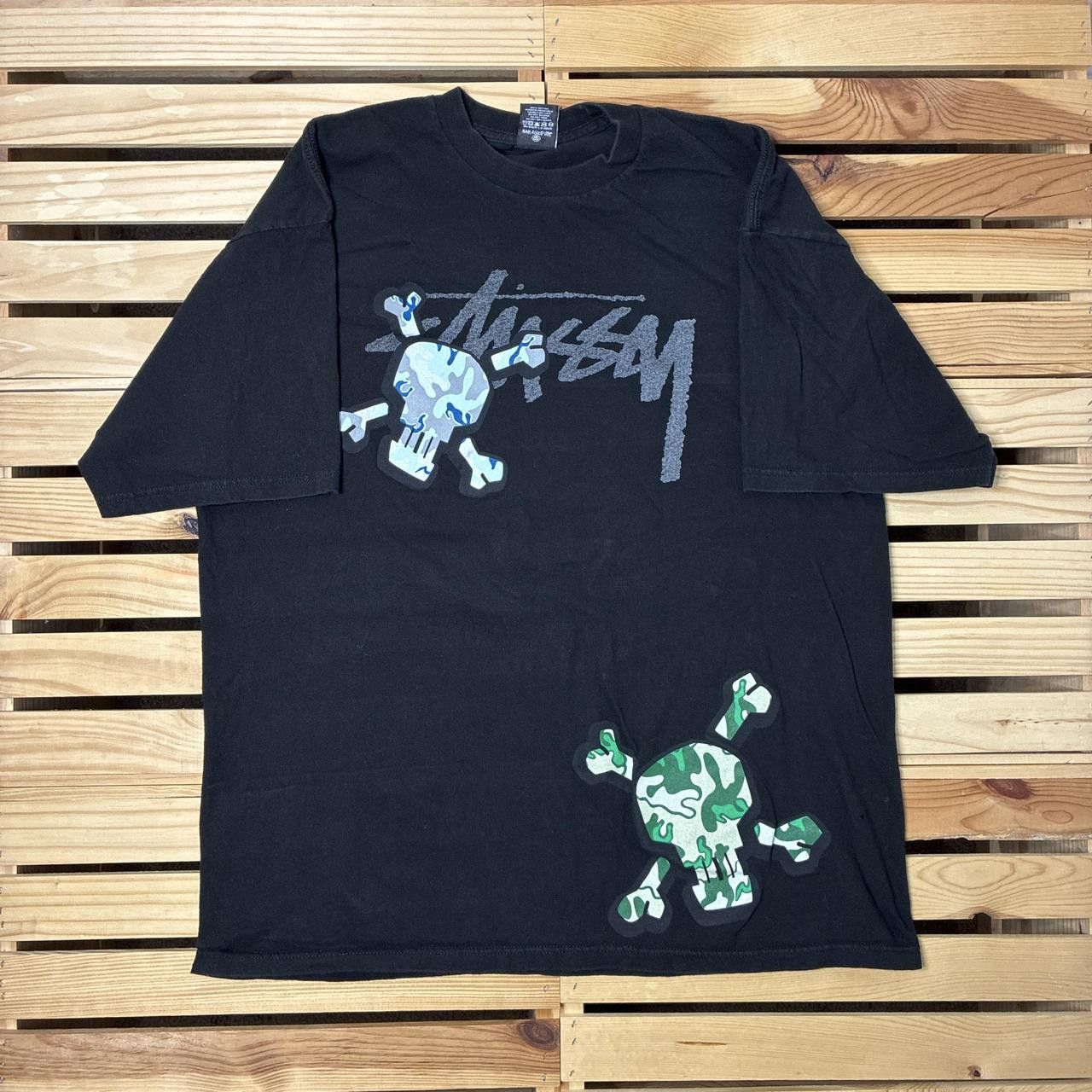 Stussy Vintage Stussy Skull & Crossbones Black Skate Tee Size XL Size US XL / EU 56 / 4 - 1 Thumbnail