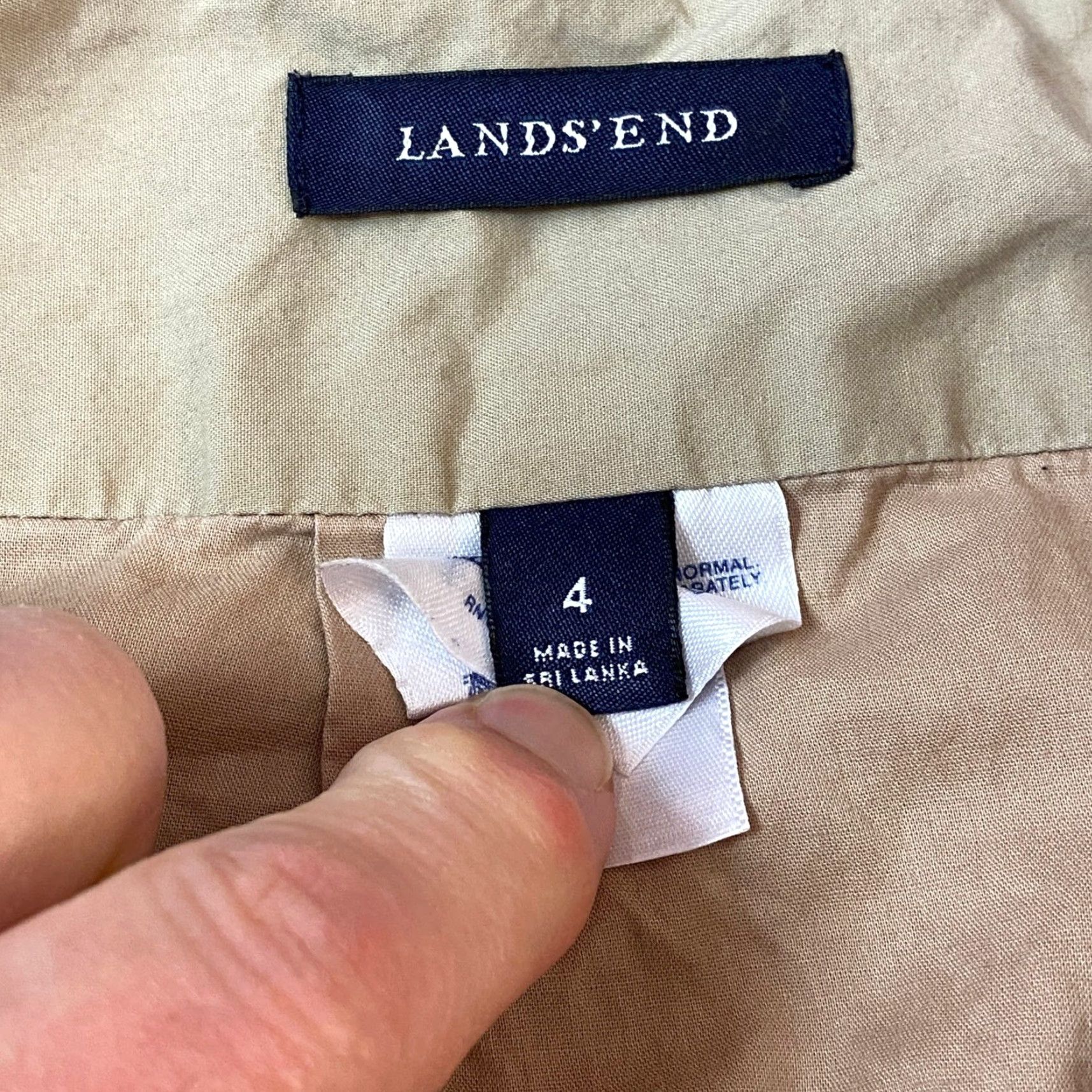 Lands' End Lands' End Skirt A-line Khaki Midi Cotton Pockets Lined Pleated Zip 4 Womens Size 27" / US 4 / IT 40 - 6 Thumbnail
