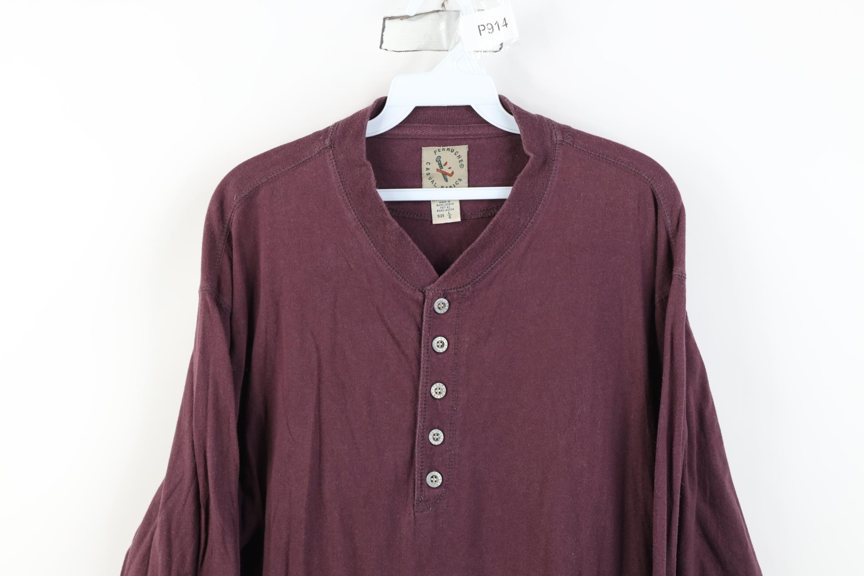 Vintage Vintage 90s Streetwear Long Sleeve Henley T-Shirt Purple Size US L / EU 52-54 / 3 - 2 Thumbnail