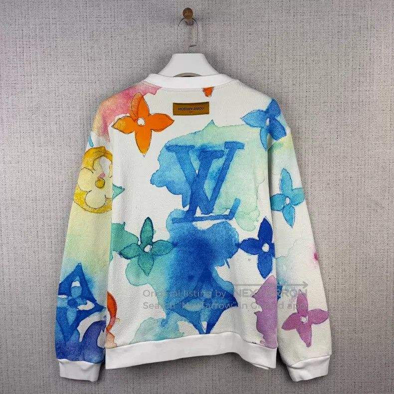 Louis Vuitton Louis Vuitton Three-flower ink printed round collar sweats Size US XXL / EU 58 / 5 - 3 Thumbnail